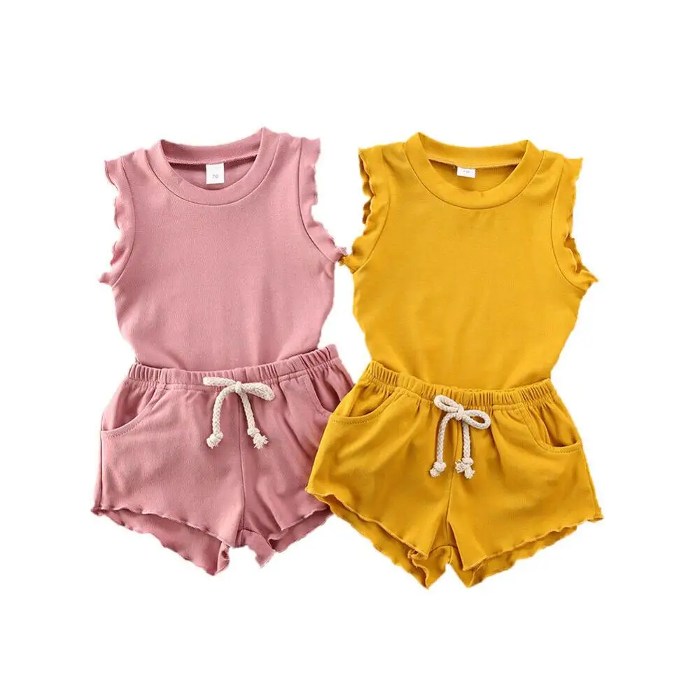 Baby Summer Clothing Newborn Baby Kids Girls T-shirt Sleeveless Tops +Short Pants 2Pcs Outfits Set Solid Clothes 1-3Y
Baby Summer Clothing Newborn Baby Kids Girls T-shirt Sleeveless Tops +Short Pants 2Pcs Outfits Set Solid Clothes 1-3Y