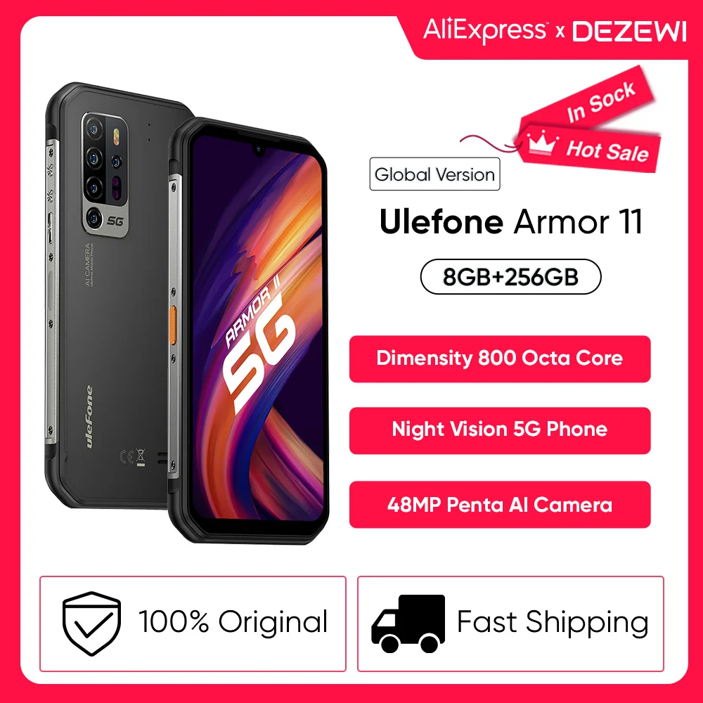 Ulefone Armor 11 5G Rugged Phone 20MP Infrared Night Vision Android 10 8GB +256GB Waterproof 48MP Camera NFC Wireless Charging
Ulefone Armor 11 5G Rugged Phone 20MP Infrared Night Vision Android 10 8GB +256GB Waterproof 48MP Camera NFC Wireless Charging