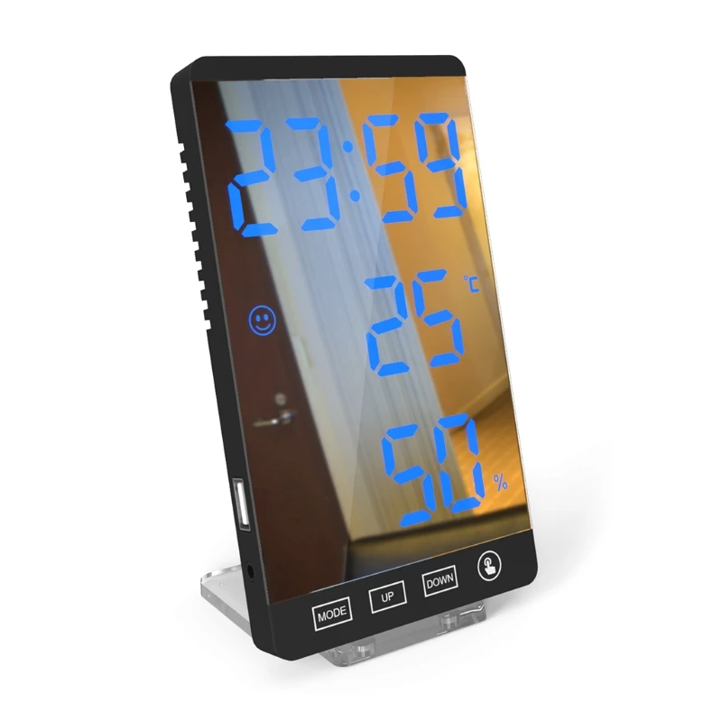 6 Inch Smart Digital LED Mirror Alarm Clock Phone Charger with 4-Level Brightness Temperature Humidity Display Decor
6 Inch Smart Digital LED Mirror Alarm Clock Phone Charger with 4-Level Brightness Temperature Humidity Display Decor