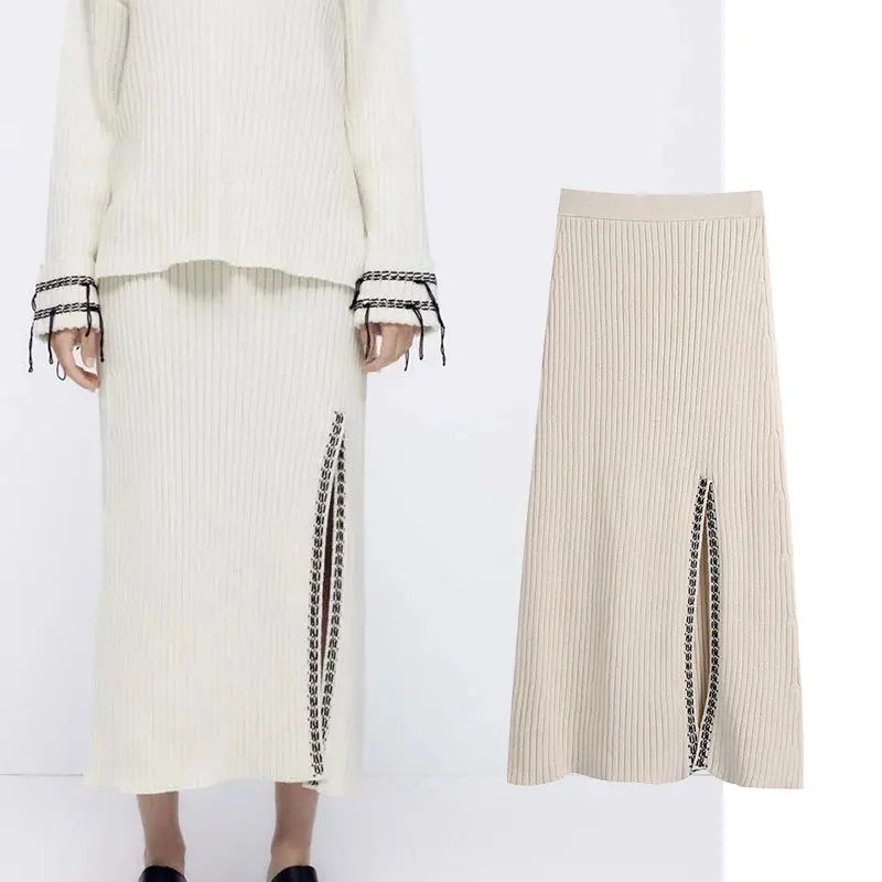 Женская шерстяная юбка с подвеской Za, повседневная трикотажная винтажная юбка миди с высокой талией и разрезом на подоле, Y2K, 2021 
Женская шерстяная юбка с подвеской Za, повседневная трикотажная винтажная юбка миди с высокой талией и разрезом на подоле, Y2K, 2021