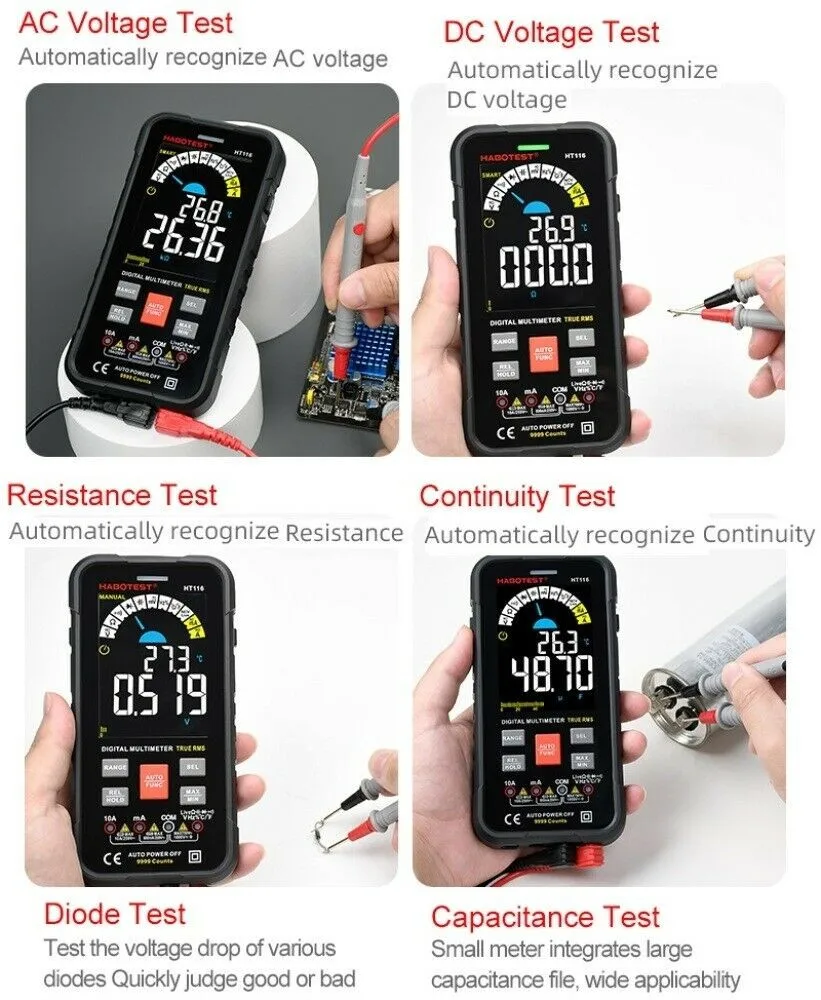 HT112 DMM 600V Smart Multimeter Intelligent Phone Digital Ohm Hz AC DC Current Indicator NCV Multimetro Voltage Tester
HT112 DMM 600V Smart Multimeter Intelligent Phone Digital Ohm Hz AC DC Current Indicator NCV Multimetro Voltage Tester