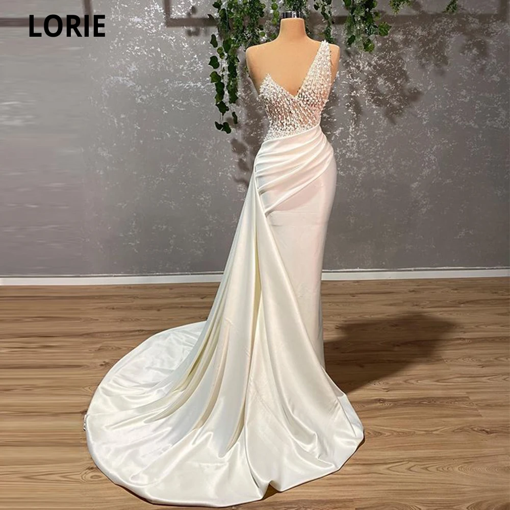 LORIE Mermaid Soft Satin Evening Dresses 2022 V-neck Beaded Sequins Long Robe De Soirée Femme Vestidos De Fiesta Sweep Train 
LORIE Mermaid Soft Satin Evening Dresses 2022 V-neck Beaded Sequins Long Robe De Soirée Femme Vestidos De Fiesta Sweep Train