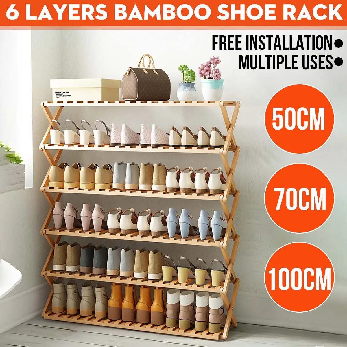 4/5/6 Layers 50/70/100cm Multifunctional Bamboo Shoe Rack Storage Organizer Wooden Household Stand Shelves
4/5/6 Layers 50/70/100cm Multifunctional Bamboo Shoe Rack Storage Organizer Wooden Household Stand Shelves