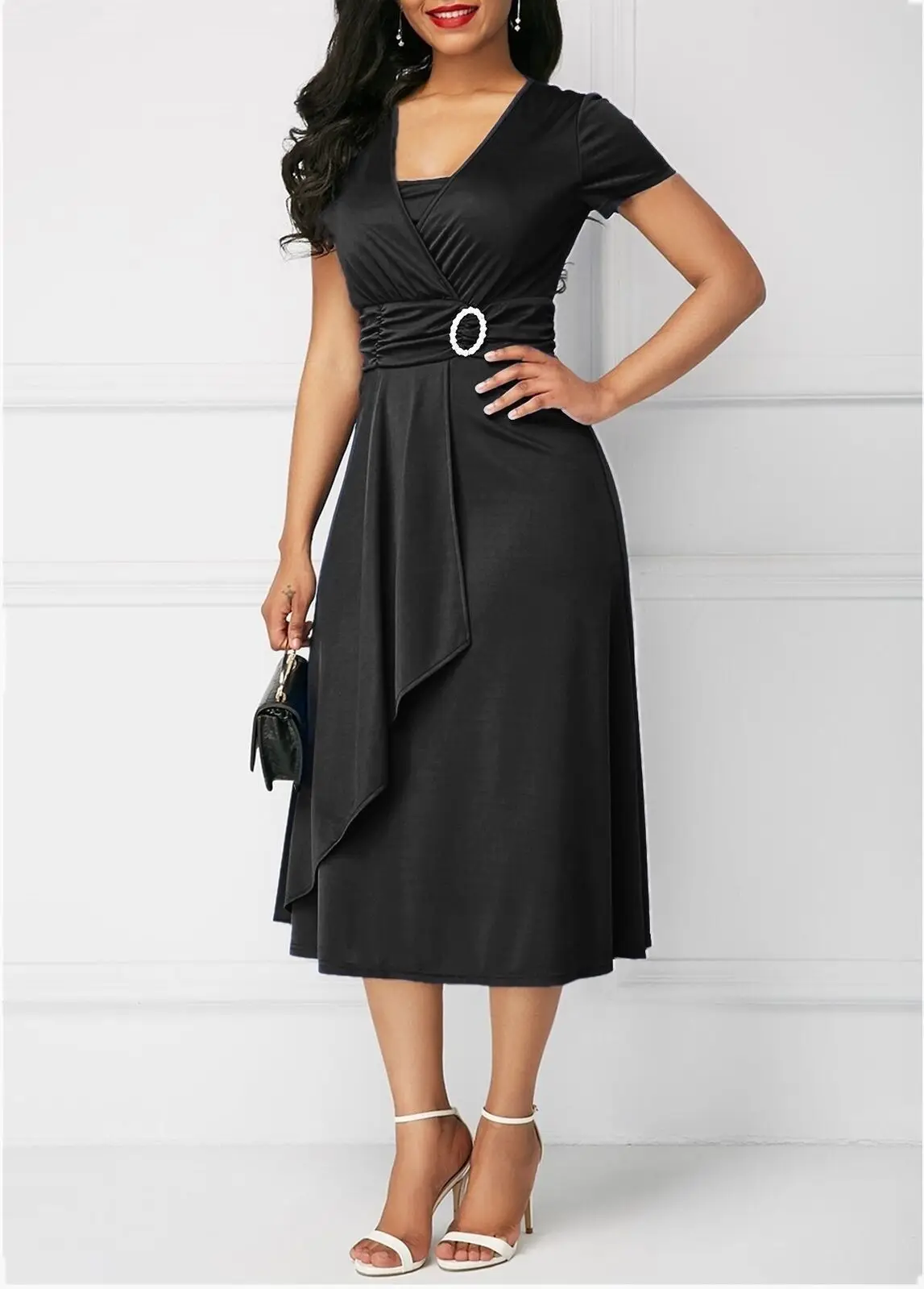Summer Sexy Asymmetric Swing V-neck Women's High Waist Mid Length Dress Solid Color Evening Dress
Summer Sexy Asymmetric Swing V-neck Women's High Waist Mid Length Dress Solid Color Evening Dress