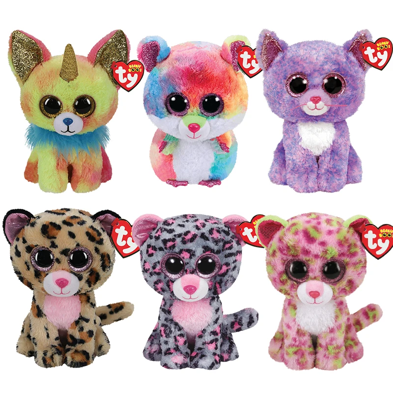 Ty Beanie Boos Sunshine розовый пятно Ягуар цветной хомяк Единорог милый крутой детский