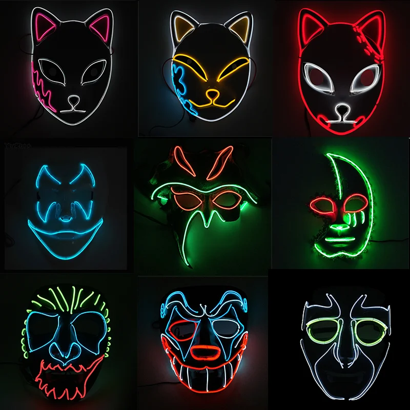 Halloween Disguise LED Mask Glowing Cosplay Costume Scary Monster EL Wire Mask Japanese Samurai Mascara Party Decoration
Halloween Disguise LED Mask Glowing Cosplay Costume Scary Monster EL Wire Mask Japanese Samurai Mascara Party Decoration