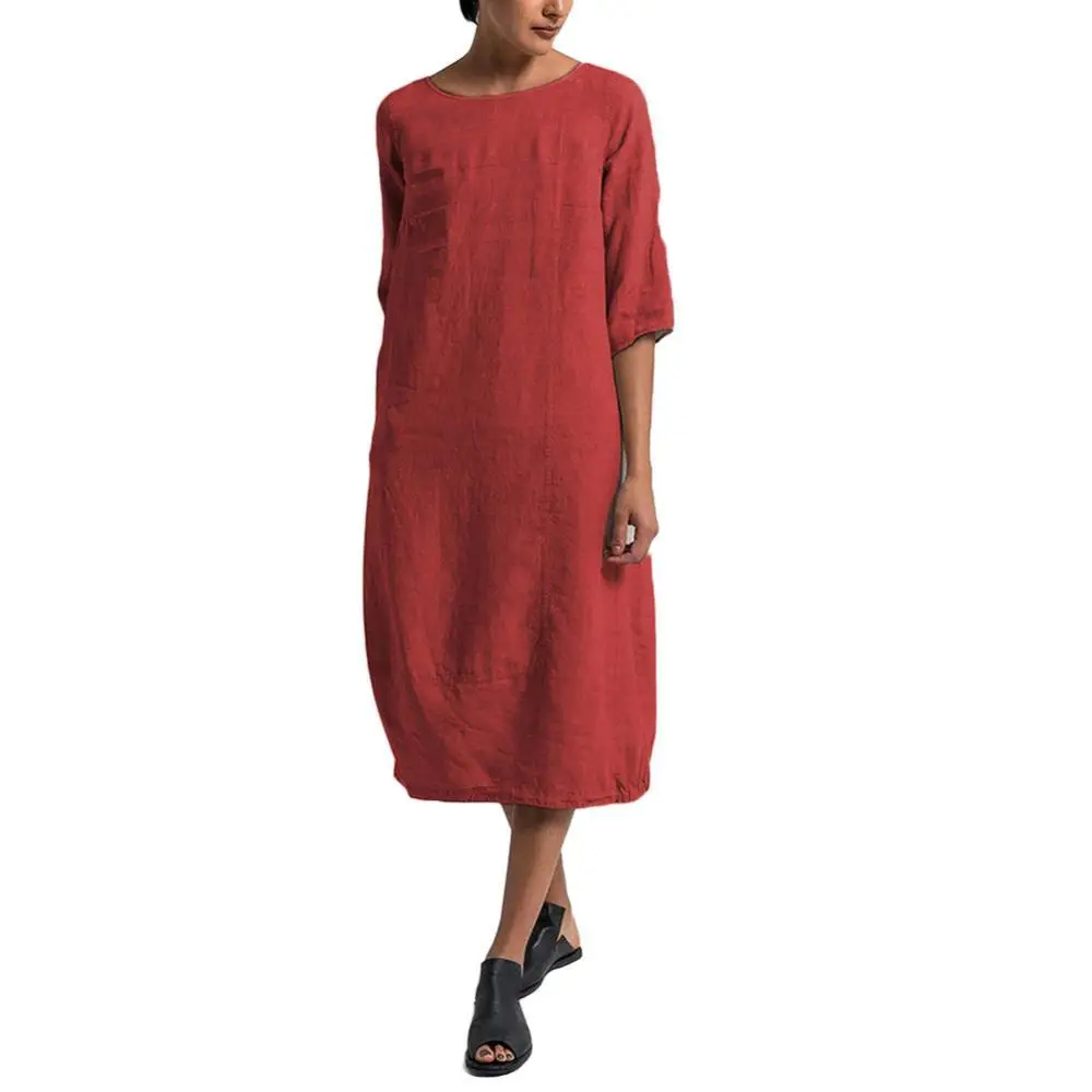 Summer Dresses Plus Size 4xl Vintage Summer Women Solid Color O Neck Half Sleeve Linen Soft Loose Midi Dress length vestidos
Summer Dresses Plus Size 4xl Vintage Summer Women Solid Color O Neck Half Sleeve Linen Soft Loose Midi Dress length vestidos