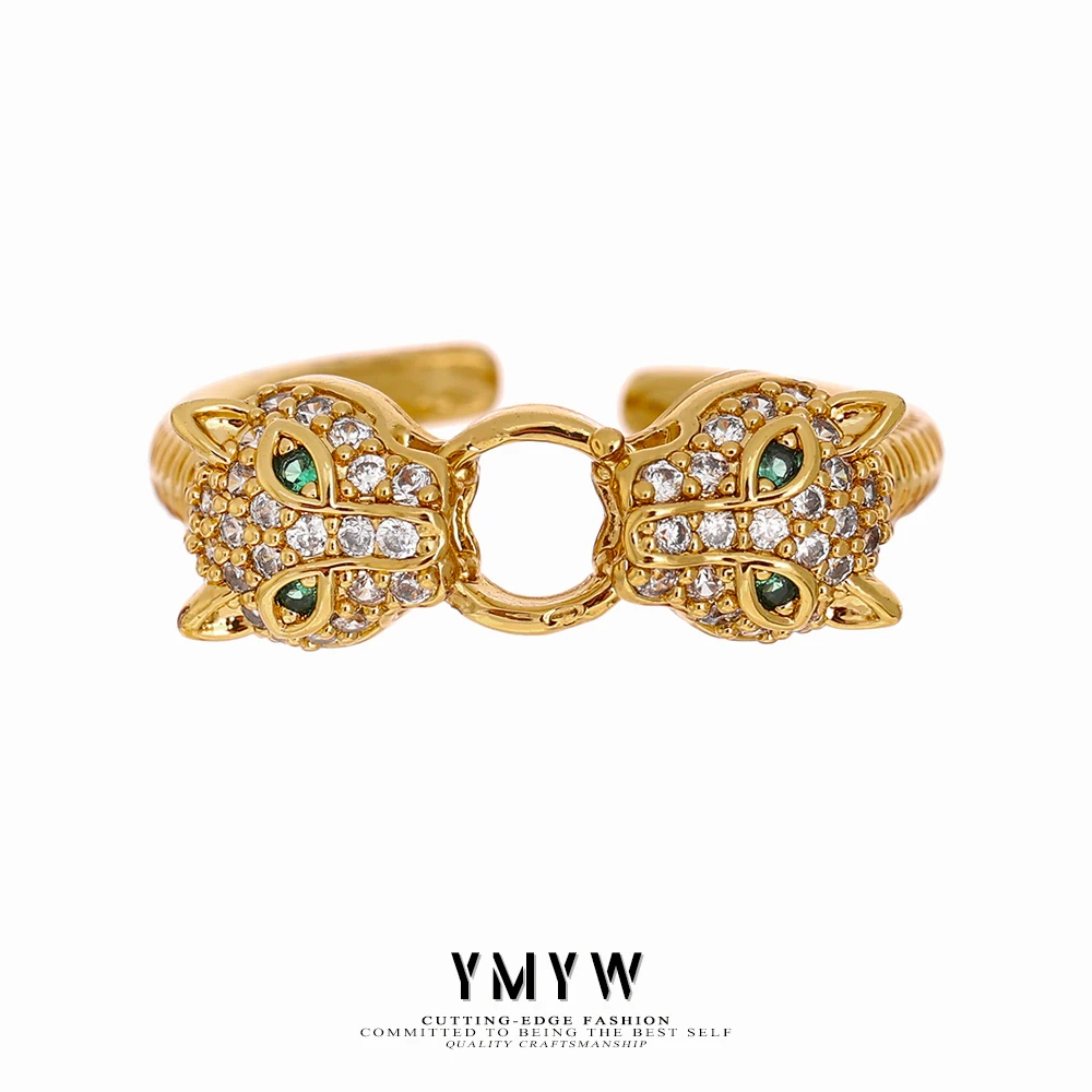 YMYW Leopard Head Animal Golden Opening Ring Exquisite Cubic Zirconia Ring Gold Copper Metal Statement Jewelry For Women 2021
YMYW Leopard Head Animal Golden Opening Ring Exquisite Cubic Zirconia Ring Gold Copper Metal Statement Jewelry For Women 2021