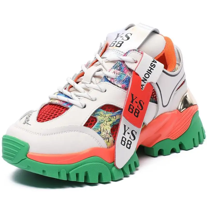 Genuine Leather Women's Platform Sneakers 2020 Fashion Mesh BreathableChunky Shoes Ladies Trainers Footwear 
Genuine Leather Women's Platform Sneakers 2020 Fashion Mesh BreathableChunky Shoes Ladies Trainers Footwear