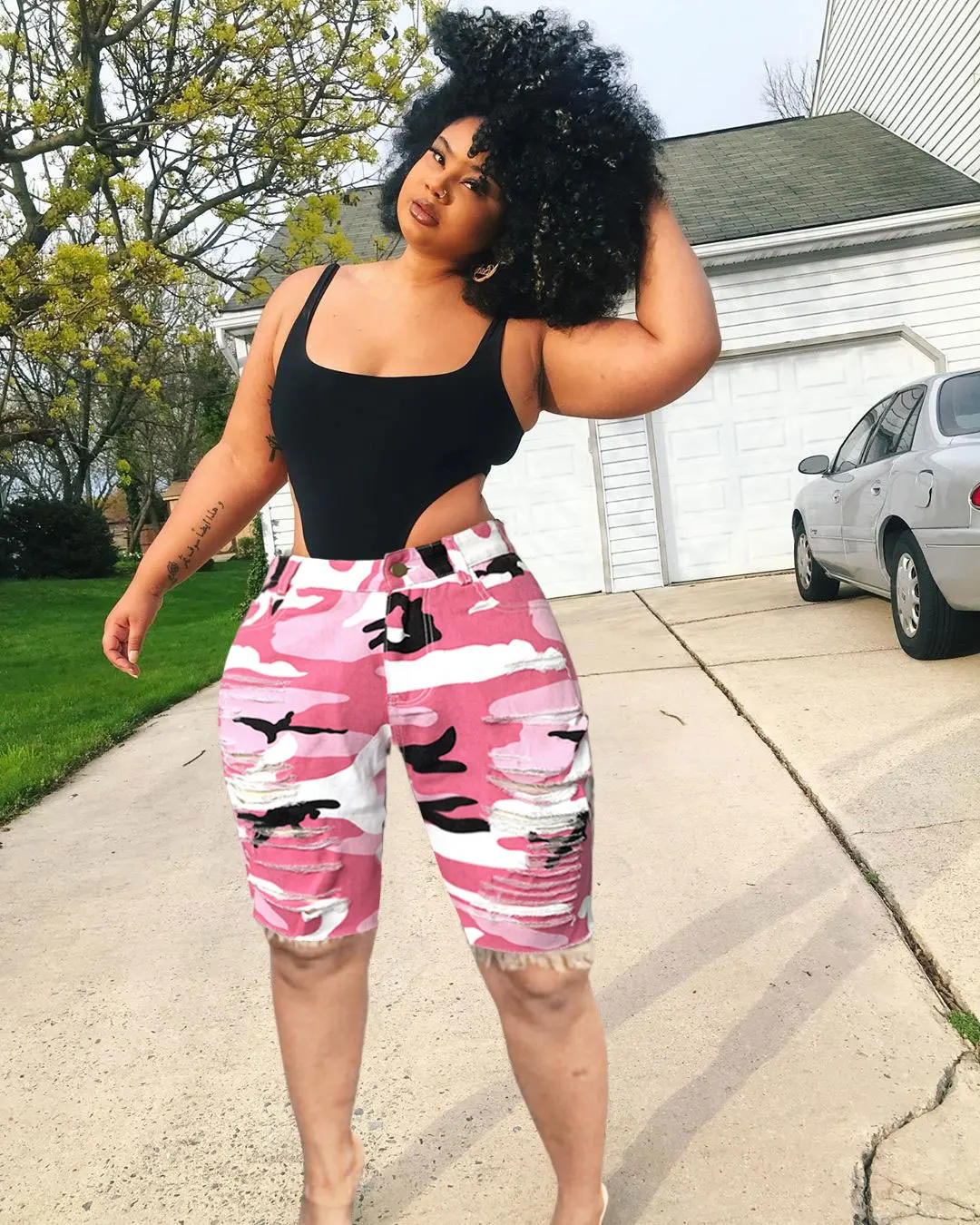 PLUS SIZE High waist stretch five-point pants women camouflage shorts custom logo print on product and package from 1pc dropship
PLUS SIZE High waist stretch five-point pants women camouflage shorts custom logo print on product and package from 1pc dropship
