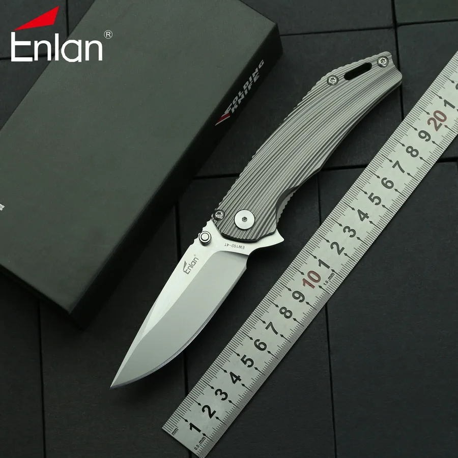 

Нож складной Enlan EW102, AUS-8 лезвие, титановая рукоятка, для кемпинга, охоты, тактики выживания, карманный подарок, инструменты для повседневного...