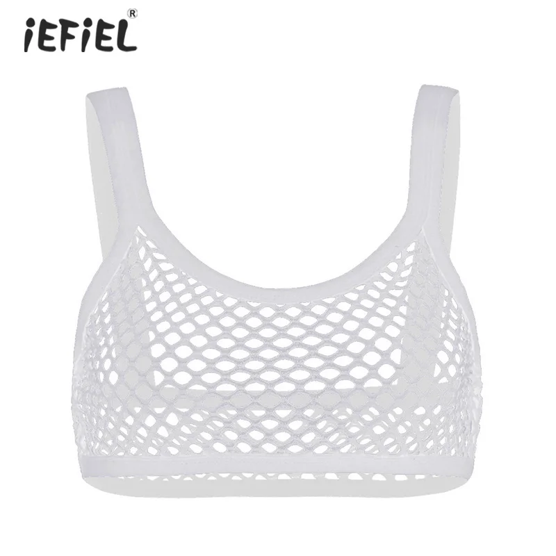 

Women Lingerie Erotic Tanks See Through Fishnet Camisole Crop Top Nightwear Spaghetti Shoulder Straps Solid Color Slim Vest Tops