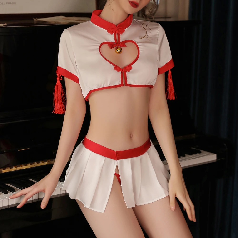 Sexy Satin Perspective Crop Top Skirt Set Hollow Cheongsam Female Retro Slim Collar Tops China Uniform Pajamas Set Sleepwear
Sexy Satin Perspective Crop Top Skirt Set Hollow Cheongsam Female Retro Slim Collar Tops China Uniform Pajamas Set Sleepwear