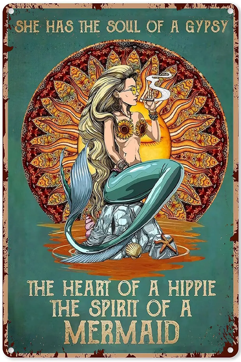 Hippie Decorations for Party Mermaid The Soul of A Gypsy The Heart of Hippie Paper Poster,Metal Tin Sign 8x12 inch
Hippie Decorations for Party Mermaid The Soul of A Gypsy The Heart of Hippie Paper Poster,Metal Tin Sign 8x12 inch