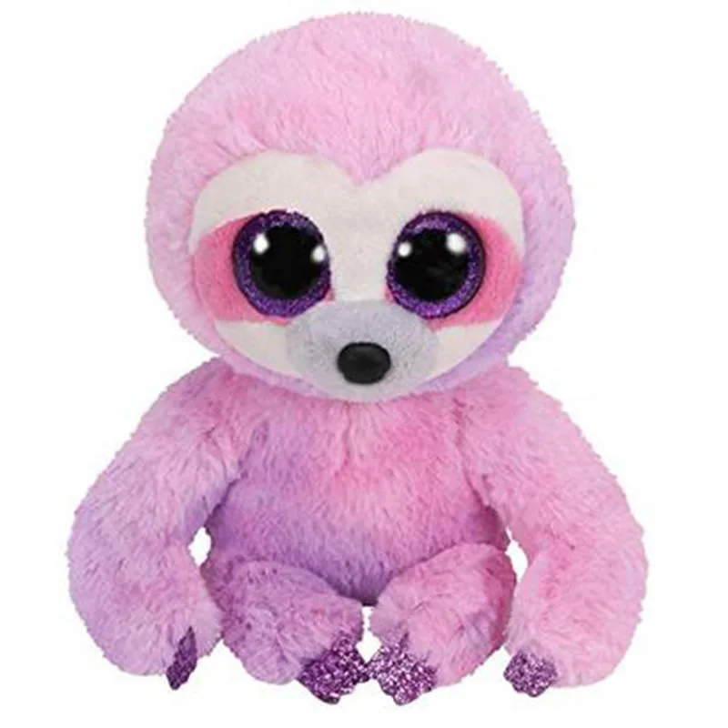 

15CM Ty Beanie Boos Big Eyes Stuffed Animal Peas Plush Light Purple Sloth Bedside Doll Collection Child Christmas Birthday Gift
