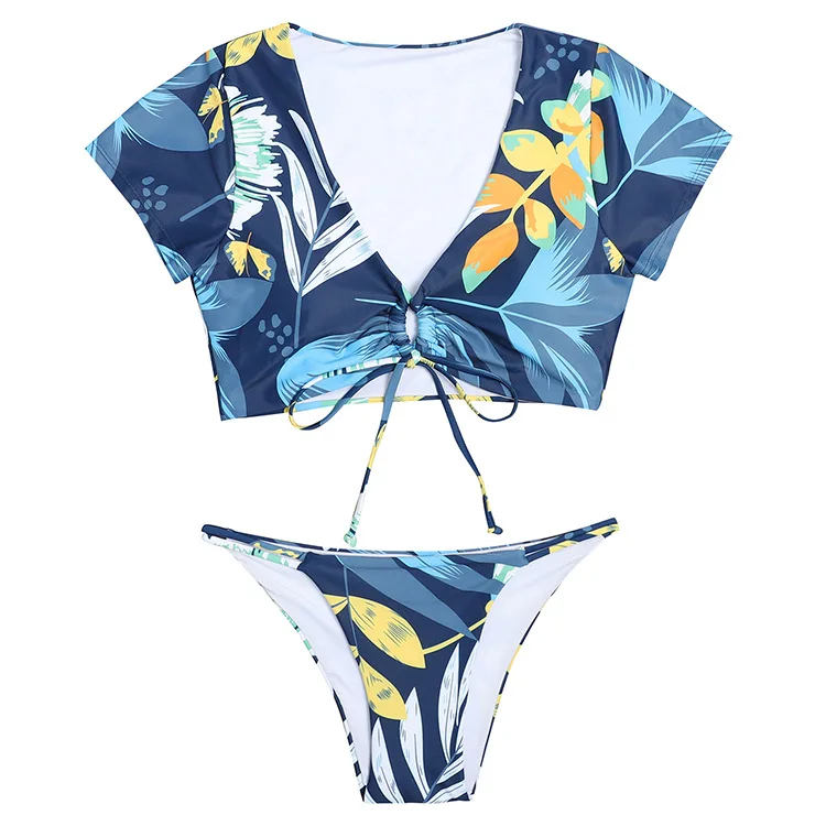 2021 European and American Fashion Swimsuit Female Separate Conservative Print Short Sleeve Tie Short Sleeve Bikini
2021 European and American Fashion Swimsuit Female Separate Conservative Print Short Sleeve Tie Short Sleeve Bikini