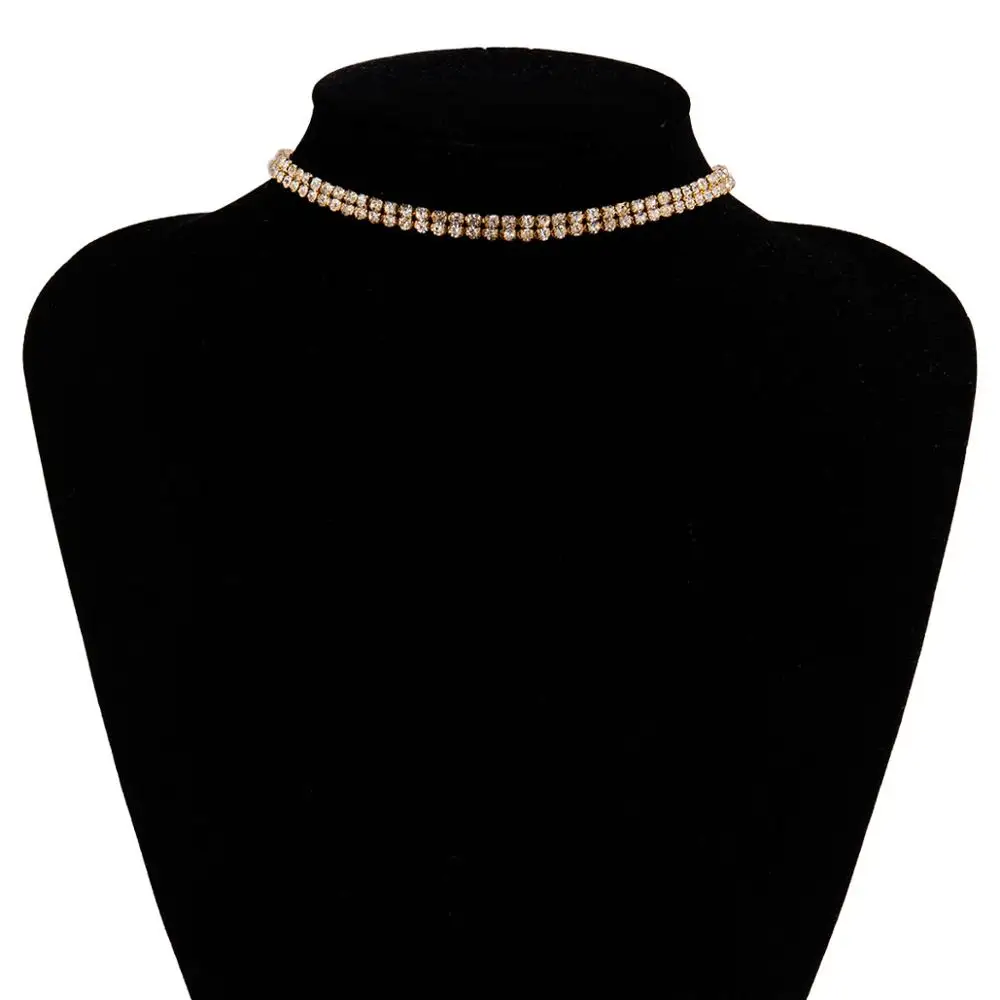 IngeSight.Z Shiny Stylish Double Row Rhinestone Crystal Choker Necklace Gold Color Short Collar Clavicle Necklaces Women Jewelry 
IngeSight.Z Shiny Stylish Double Row Rhinestone Crystal Choker Necklace Gold Color Short Collar Clavicle Necklaces Women Jewelry