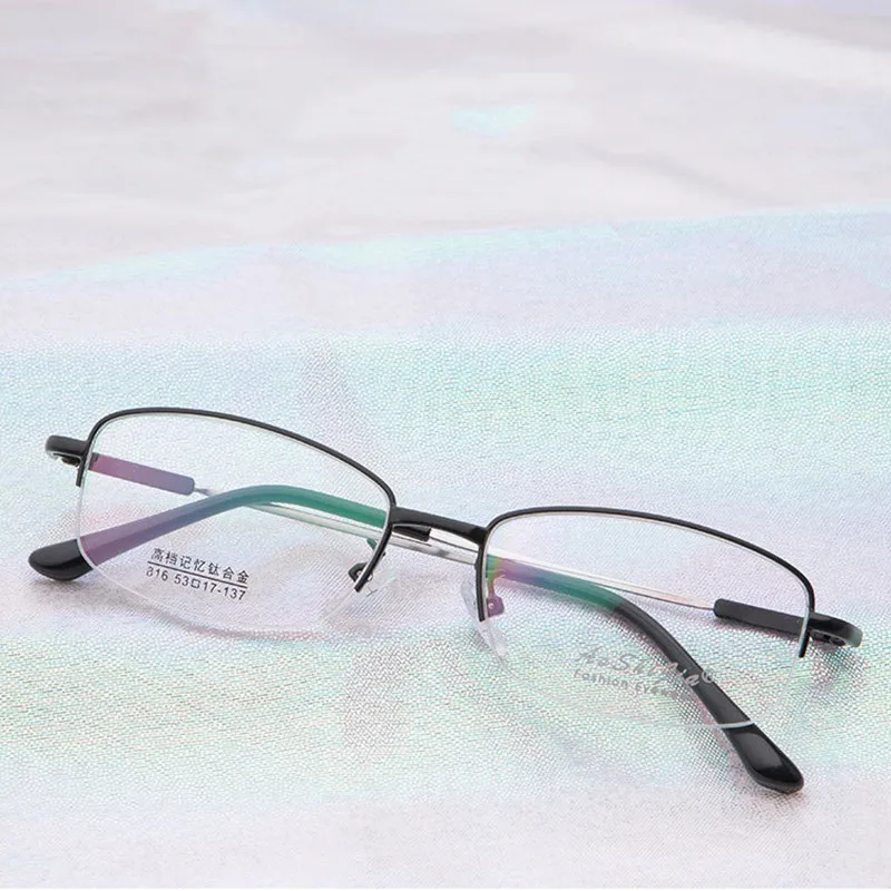 

OEYEYEO новый ультра светильник металлические очки с плоскими стеклами и половинной рамкой Для Мужчин's Бизнес коробка оправа для очков, при бл...