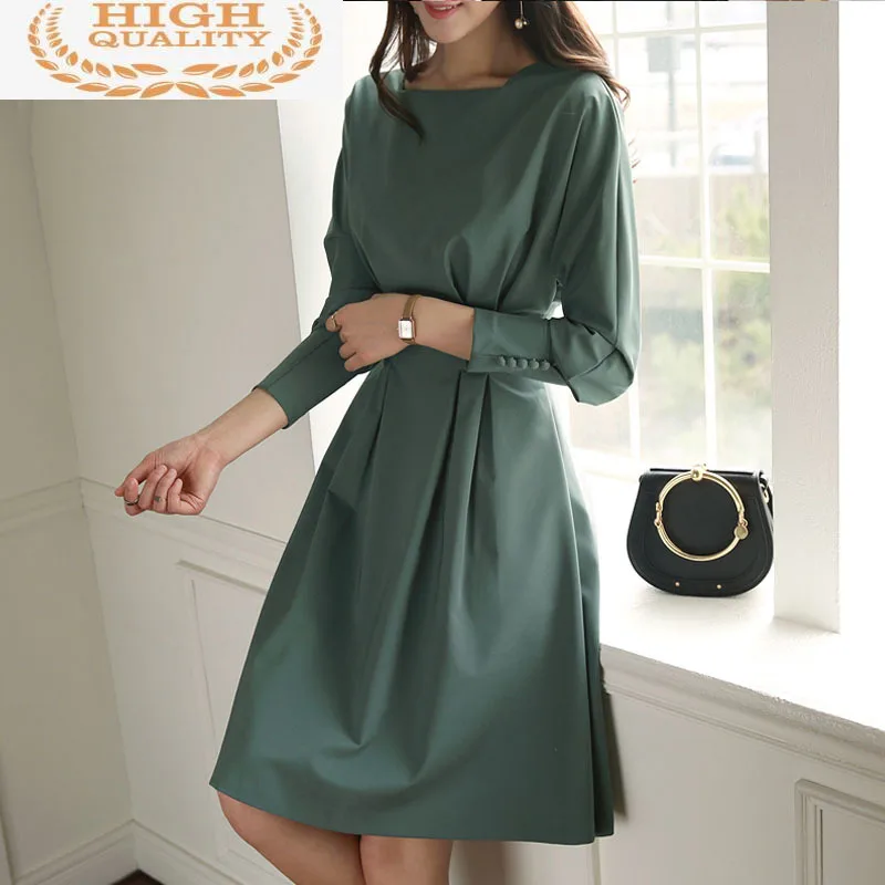 Женское платье с высокой талией, элегантное платье в Корейском стиле с длинным рукавом, весна-осень 2021 
Женское платье с высокой талией, элегантное платье в Корейском стиле с длинным рукавом, весна-осень 2021