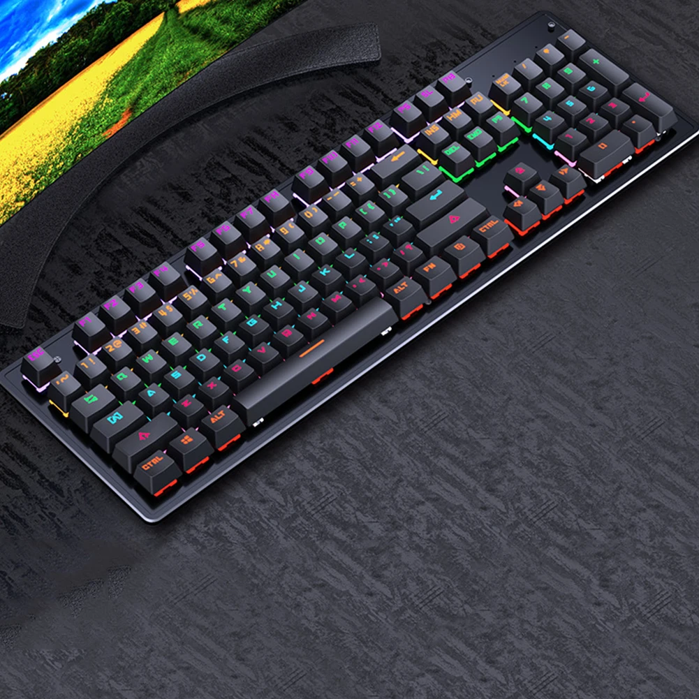 Механическая игровая клавиатура K880 с 104 клавишами и USB RGB-подсветкой, клавиатура с голубым переключателем для дома/офиса, ПК, игрового компью...
Механическая игровая клавиатура K880 с 104 клавишами и USB RGB-подсветкой, клавиатура с голубым переключателем для дома/офиса, ПК, игрового компью...