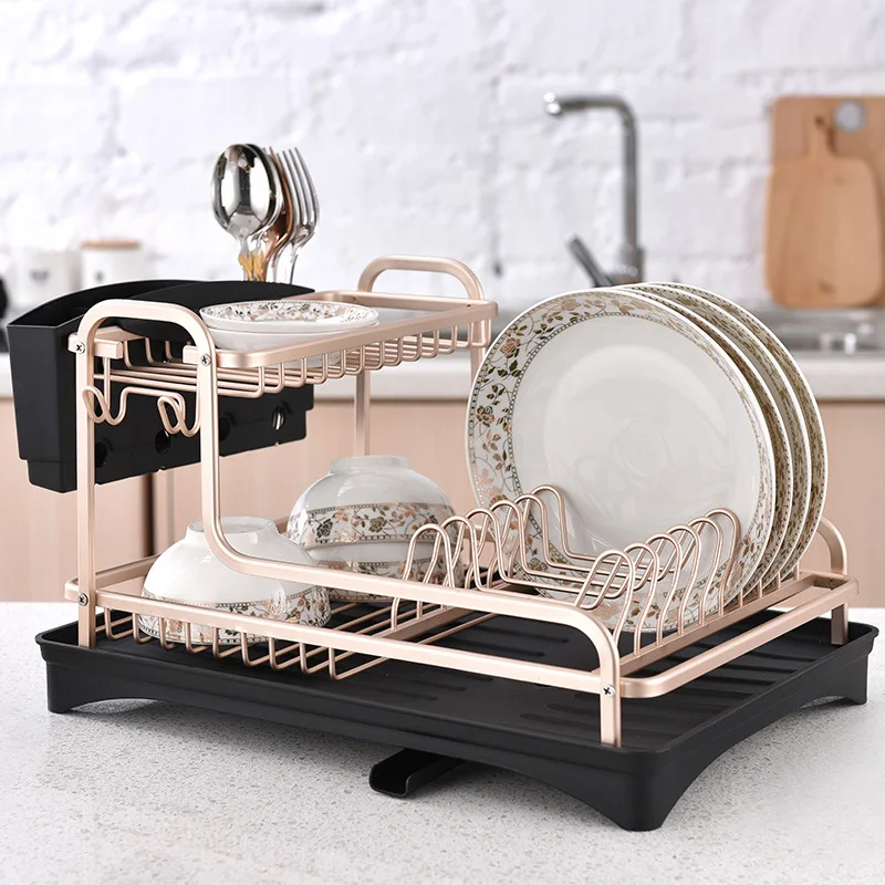 Space Aluminum Dish Rack Kitchen Organizer Storage Drainer Drying Plate Shelf Sink Supplies Knife and Fork Container 
Space Aluminum Dish Rack Kitchen Organizer Storage Drainer Drying Plate Shelf Sink Supplies Knife and Fork Container