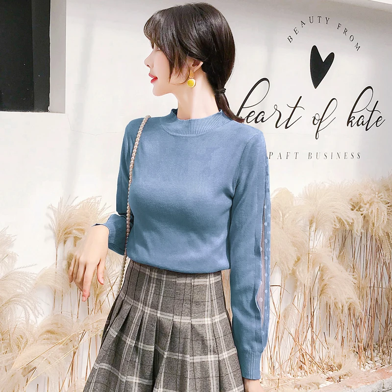 New women autumn hollow mesh sweater knit sweater solid color top all-match clothing
New women autumn hollow mesh sweater knit sweater solid color top all-match clothing