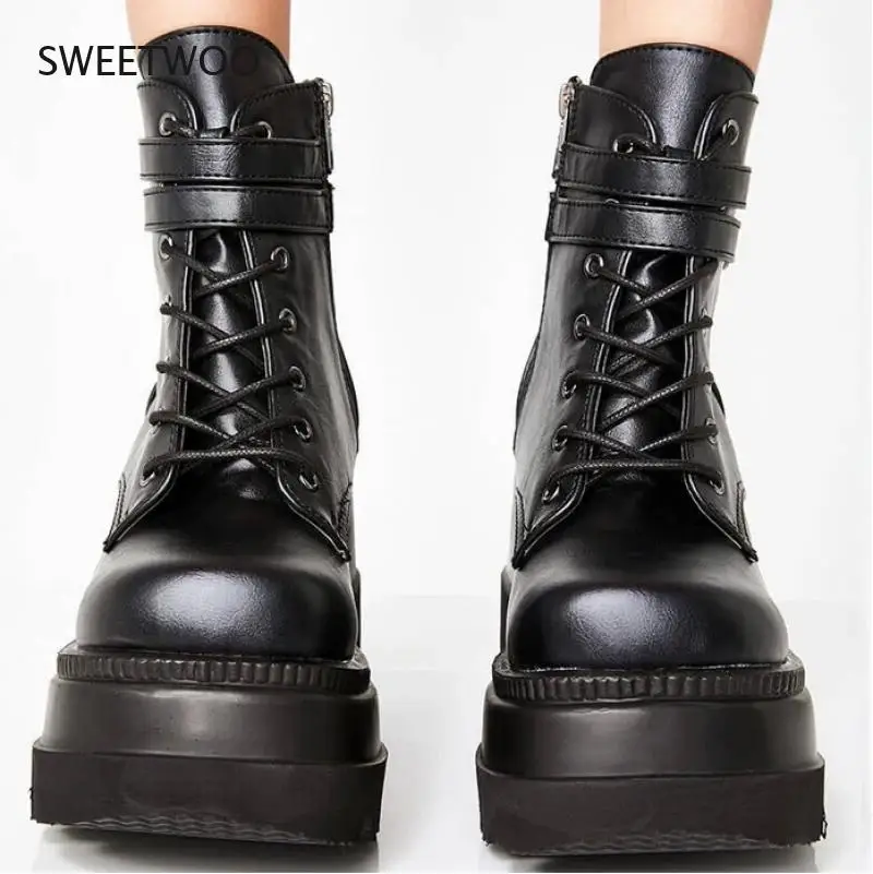 Fashion High Platform Boots Leather High Wedges Ankle Boots Women 2021 New Female Punk Style High Heels Shoes for Woman Goth
Fashion High Platform Boots Leather High Wedges Ankle Boots Women 2021 New Female Punk Style High Heels Shoes for Woman Goth