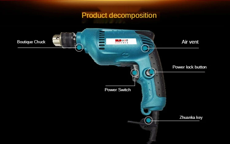 220V Powerful hand electric drill multi-function handgun drill stepless speed regulation
220V Powerful hand electric drill multi-function handgun drill stepless speed regulation