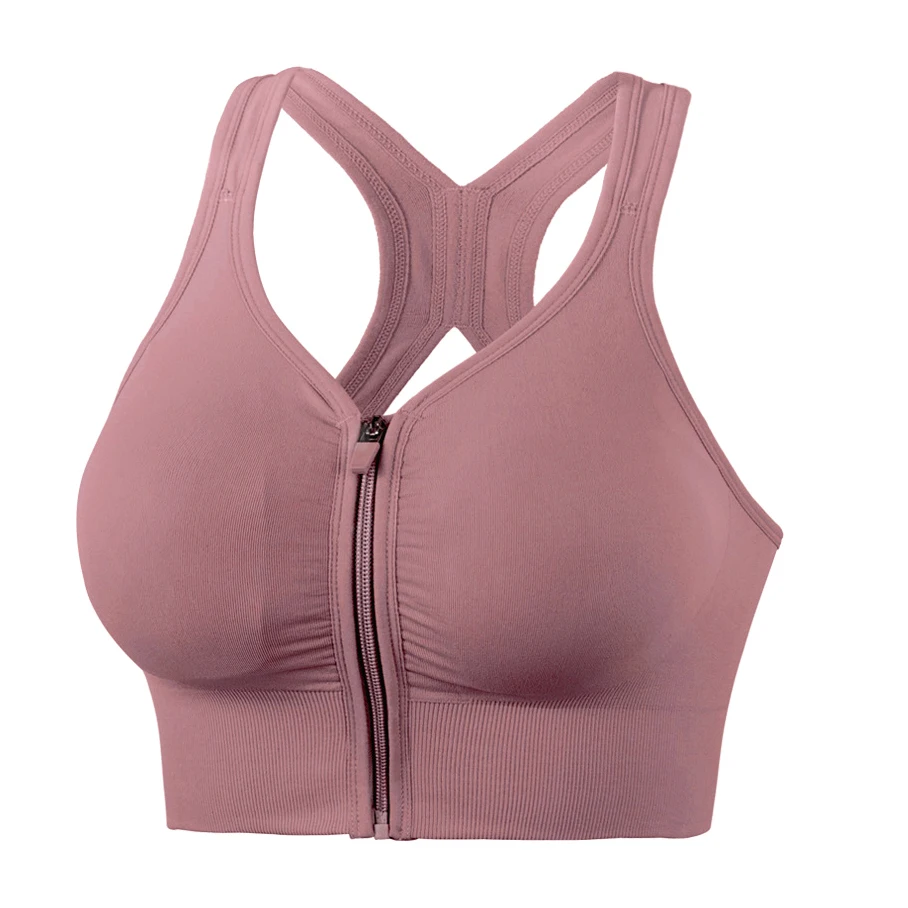 

2021 2021 Women's Front Zipper Bra Breathable Wirefree Padded Push Up Fitness Sexy Bralets 2021
