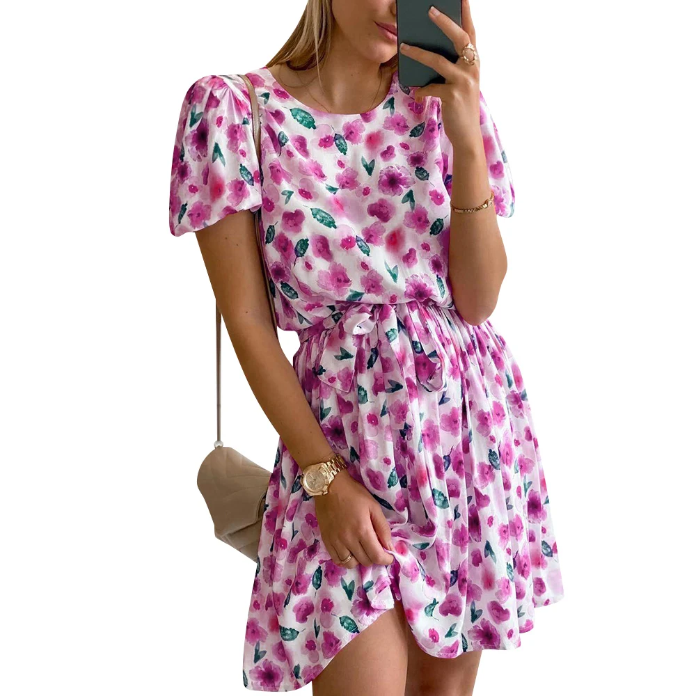 Casual Floral Women Dress Bandage Ruched Summer Mini Dress Office Puff Sleeve High Street A-line Fashion Ladies Dresses Vestidos
Casual Floral Women Dress Bandage Ruched Summer Mini Dress Office Puff Sleeve High Street A-line Fashion Ladies Dresses Vestidos