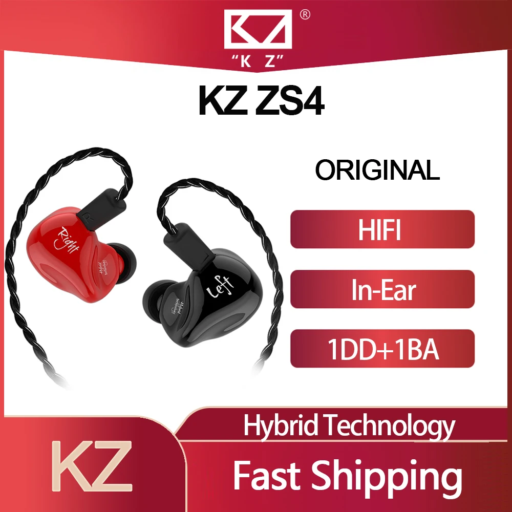 Original KZ ZS4 In Ear Earphones 1DD+1BA Hybrid Technology HIFI Stereo Earbuds Noise Cancelling Monitor Sport Gaming Headsets
Original KZ ZS4 In Ear Earphones 1DD+1BA Hybrid Technology HIFI Stereo Earbuds Noise Cancelling Monitor Sport Gaming Headsets