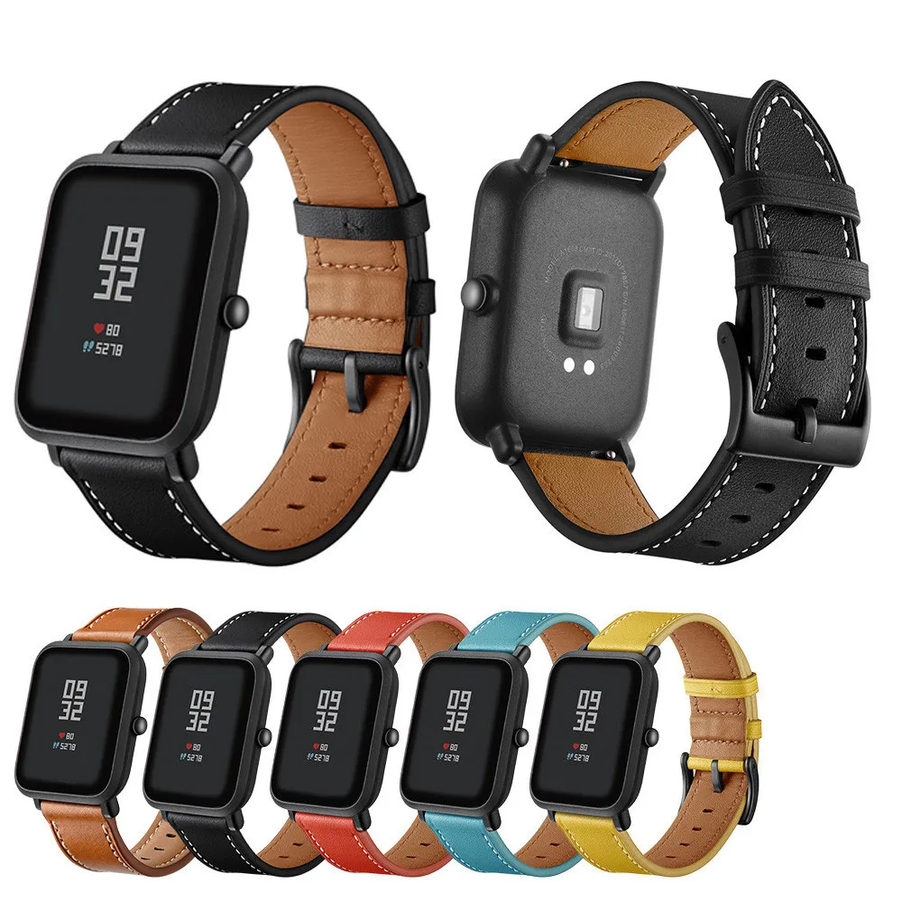 Кожаный ремешок для наручных часов браслет Xiaomi Huami Amazfit Bip Youth Watch быстросъемные
