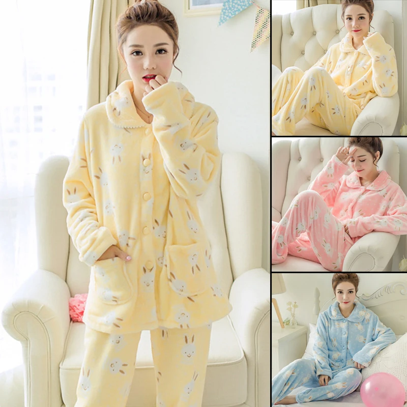 Women's Flannel Pajamas Set Casual Long Sleeve Fleece Cardigan Warming Sleepwear for Autumn Winter SAL99
Women's Flannel Pajamas Set Casual Long Sleeve Fleece Cardigan Warming Sleepwear for Autumn Winter SAL99