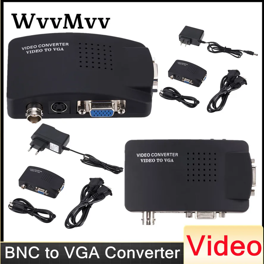 

BNC VGA Composite S-Video to VGA Converter Video Converter VGA Output Adapter Digital Switch Box for PC Mac TV Camera DVD DVR