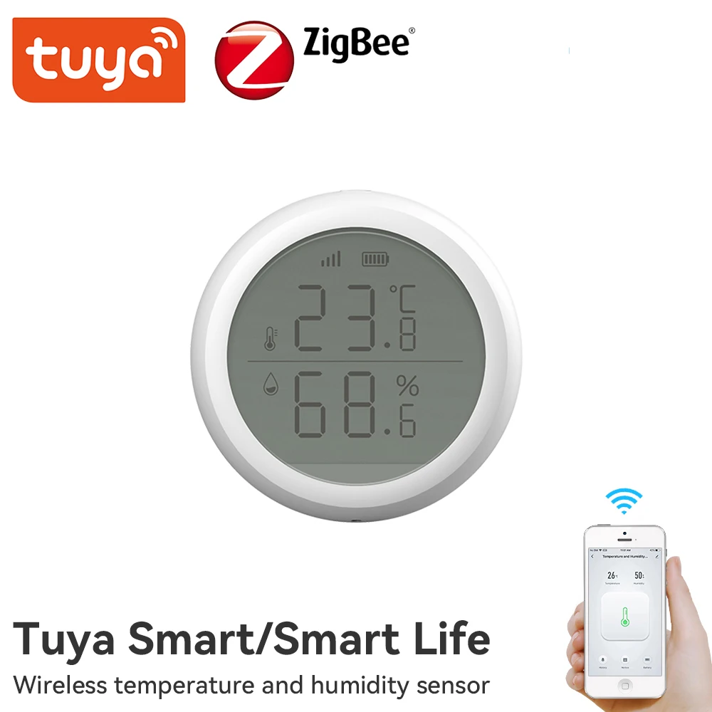 Tuya ZigBee Temperature And Humidity Sensor Smart Home Digital Display Thermometer Works With Gateway Hub Alexa Google Assistant
Tuya ZigBee Temperature And Humidity Sensor Smart Home Digital Display Thermometer Works With Gateway Hub Alexa Google Assistant