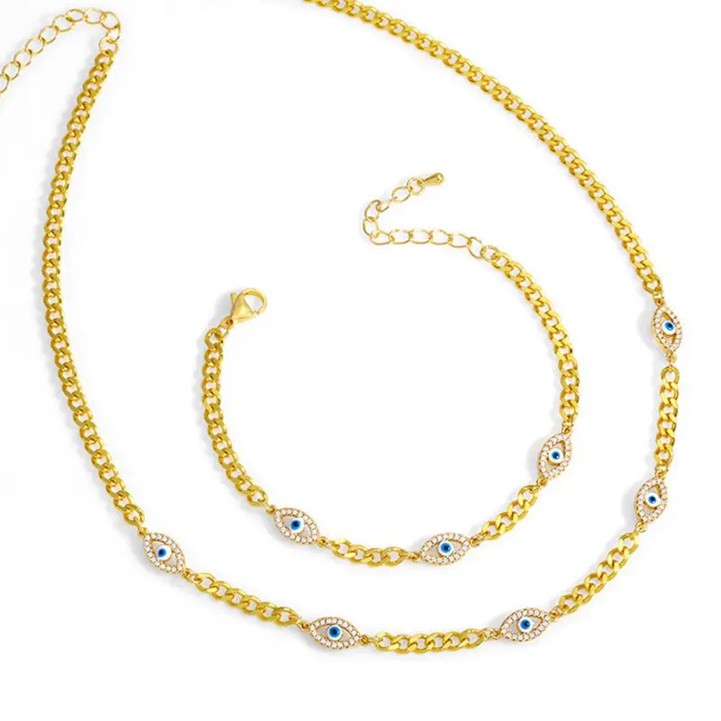 3Set High Quality Trendy gold plated brass CZ zircon micro pave eyes bracelet necklace jewelry set
3Set High Quality Trendy gold plated brass CZ zircon micro pave eyes bracelet necklace jewelry set