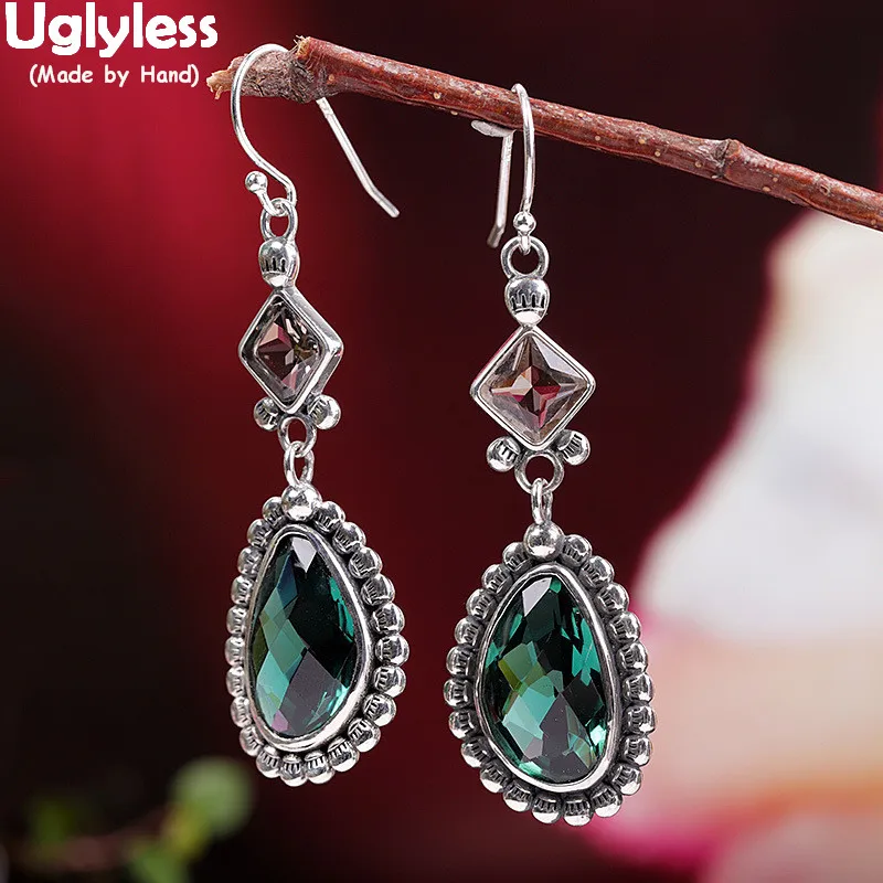 Uglyless Island wind Holiday Dress Earrings Women Exotic Faceted Green Crystal Earrings Triangle Brincos 925 Thai Silver Jewelry
Uglyless Island wind Holiday Dress Earrings Women Exotic Faceted Green Crystal Earrings Triangle Brincos 925 Thai Silver Jewelry