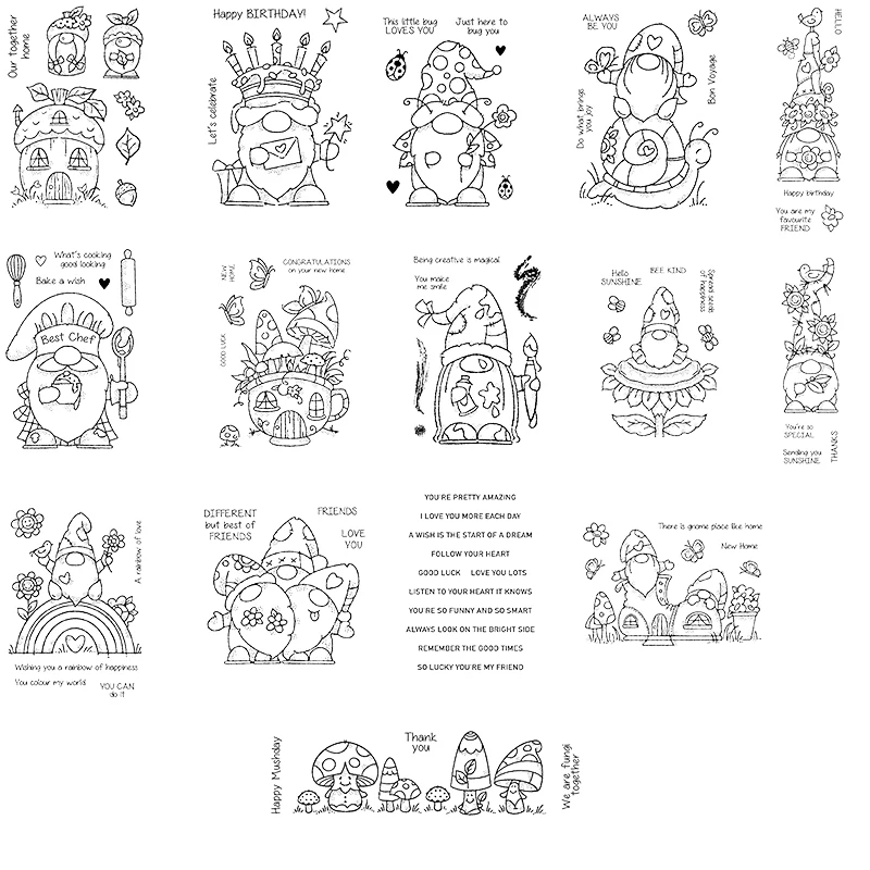 New Gnome Friends Series Birthday Blessing Words Transparent Seal Clear Stamps Stencil Mould Set for Diy Scrapbooking Card
New Gnome Friends Series Birthday Blessing Words Transparent Seal Clear Stamps Stencil Mould Set for Diy Scrapbooking Card