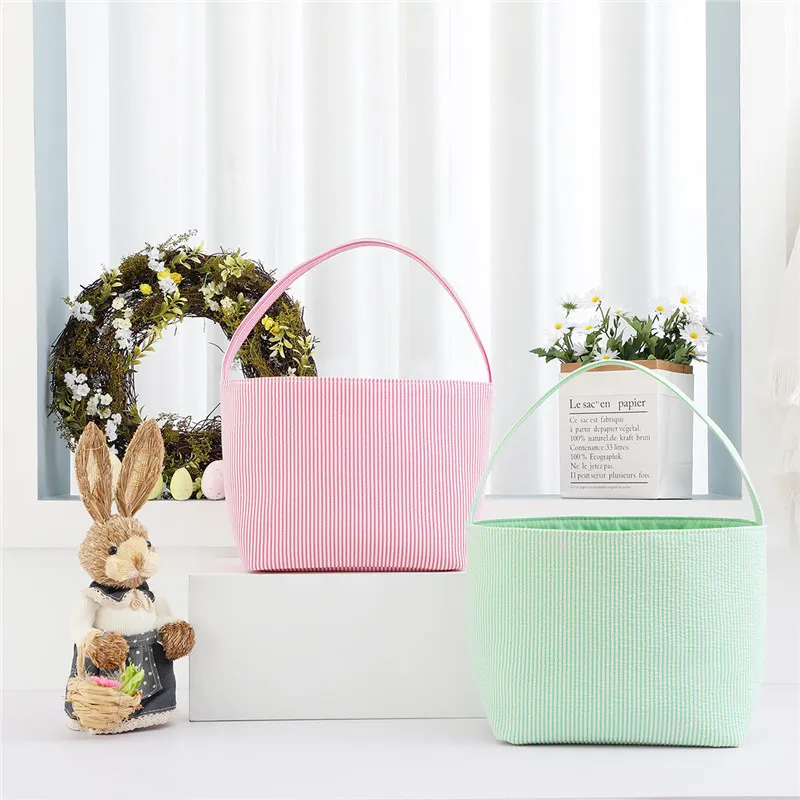 10pcs Wholesale Easter Tote Bag Bucket Carrying Candy Toy Latest Easter Basket Seersucker Stripe Easter Gift for Kid Party
10pcs Wholesale Easter Tote Bag Bucket Carrying Candy Toy Latest Easter Basket Seersucker Stripe Easter Gift for Kid Party