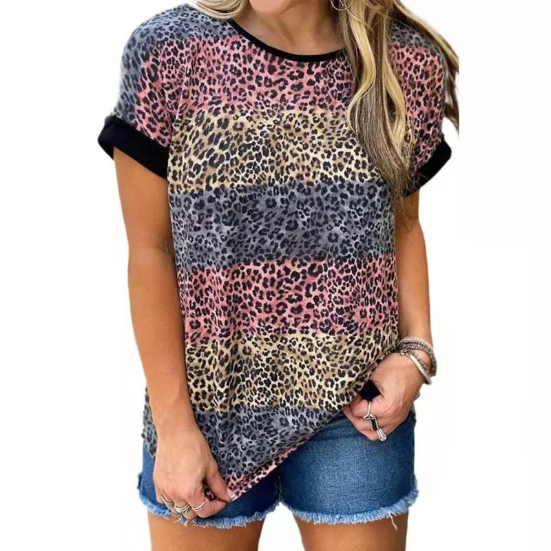 2021 Summer Shirt Women's Clothes Leopard Print Round Neck Short Sleeve T-shirt Female Tops Harajuku New
2021 Summer Shirt Women's Clothes Leopard Print Round Neck Short Sleeve T-shirt Female Tops Harajuku New