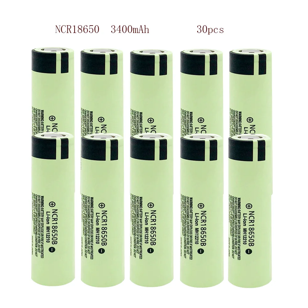 30pcs 18650 NCR18650B 3.7V 3400mAh Rechargeable Lithium Battery Suitable for Laser Pointer Flashlight Torch And Other Products
30pcs 18650 NCR18650B 3.7V 3400mAh Rechargeable Lithium Battery Suitable for Laser Pointer Flashlight Torch And Other Products