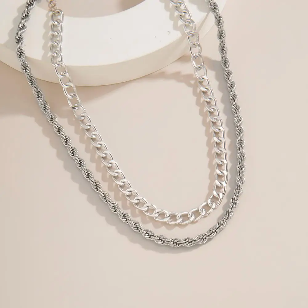 IngeSight.Z 2Pcs/Set Punk Twisted Metal Rope Chain Choker Necklace Multi Layered Aluminium Thick Necklaces for Women Men Jewelry
IngeSight.Z 2Pcs/Set Punk Twisted Metal Rope Chain Choker Necklace Multi Layered Aluminium Thick Necklaces for Women Men Jewelry