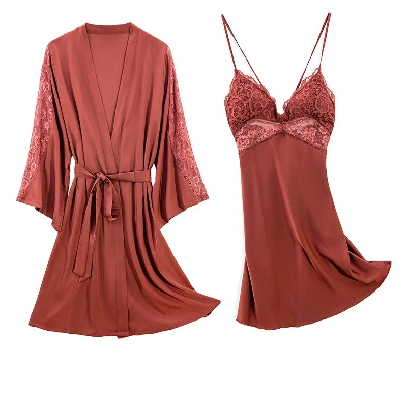 Sexy Pajamas Women's Thin with Shoulder-Straps Nightdress Two-Piece Lace Sleep Women's Sleep Wear Silk Sleep Dress Women's
Sexy Pajamas Women's Thin with Shoulder-Straps Nightdress Two-Piece Lace Sleep Women's Sleep Wear Silk Sleep Dress Women's