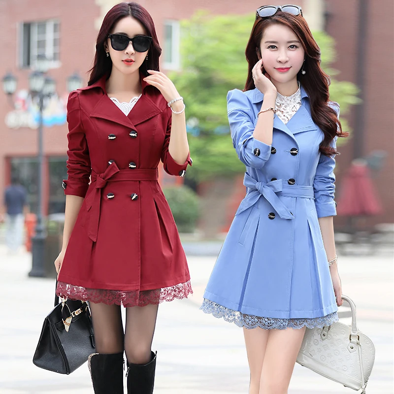 Free shipping 2017 Women's Spring and Autumn coat big yards women long coat Ms. Slim temperament windbreaker jacket 
Free shipping 2017 Women's Spring and Autumn coat big yards women long coat Ms. Slim temperament windbreaker jacket