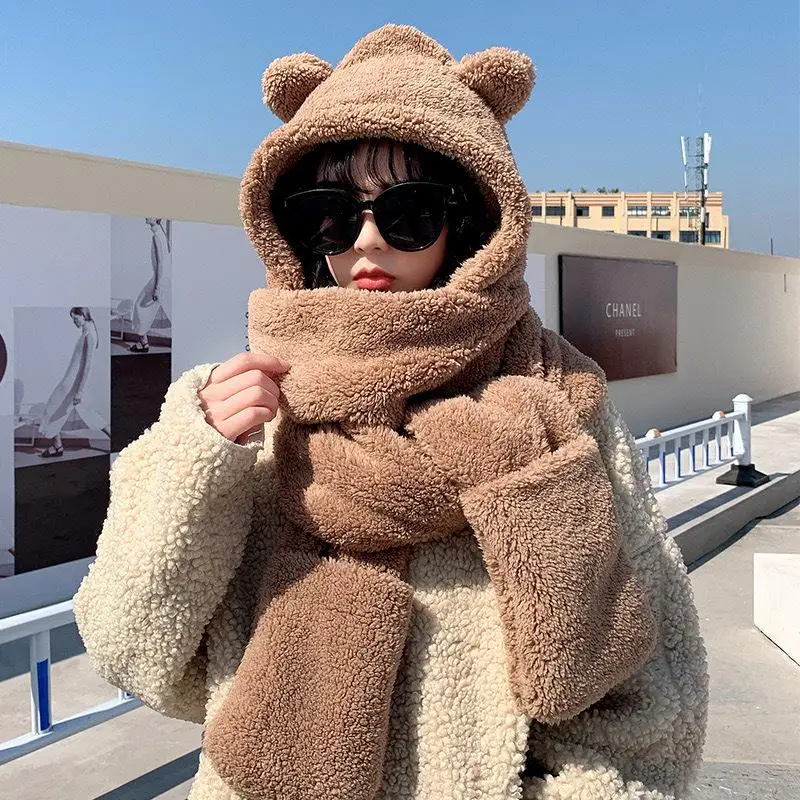 Bear Ear Hat Scarf Gloves Set Winter Women Novelty Caps Warm Hats Fleece Girl Kawaii
Bear Ear Hat Scarf Gloves Set Winter Women Novelty Caps Warm Hats Fleece Girl Kawaii