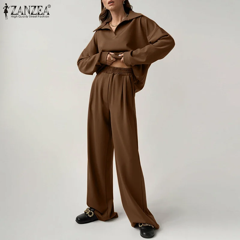 2pcs 2022 ZANZEA Women's Autumn Sets Fashion Long Sleeve Blouse Wide Leg Pants Suits Casual Solid Matching Sets Urban Tracksuit
2pcs 2022 ZANZEA Women's Autumn Sets Fashion Long Sleeve Blouse Wide Leg Pants Suits Casual Solid Matching Sets Urban Tracksuit