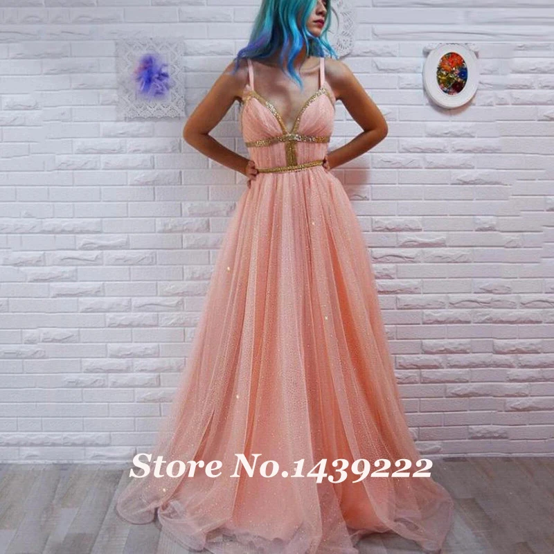 Sparkly Peach Evening Dress Spaghetti V Neck Prom Dresses Women Robe De Soiree Celebrity Party Vestidos Fiesta Custom Made 
Sparkly Peach Evening Dress Spaghetti V Neck Prom Dresses Women Robe De Soiree Celebrity Party Vestidos Fiesta Custom Made