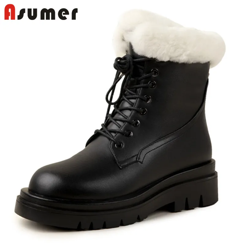 Asumer Hot Sale Snow Boots Women Winter Ankle Boots Round Toe Cross Tied Thick Fur Warm Casual Shoes Lady Genuine Leather Shoes
Asumer Hot Sale Snow Boots Women Winter Ankle Boots Round Toe Cross Tied Thick Fur Warm Casual Shoes Lady Genuine Leather Shoes