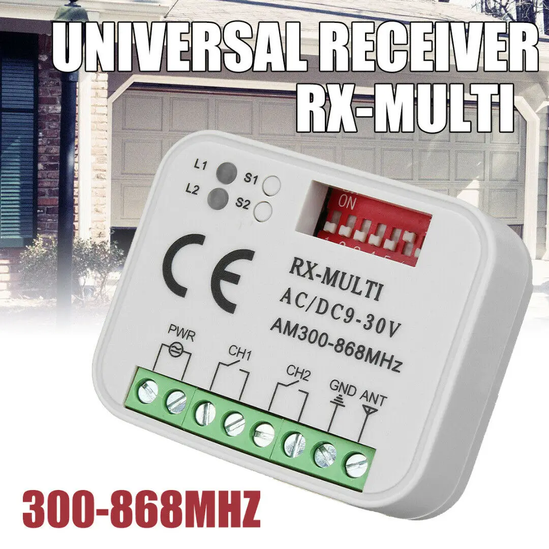 Garage Gate Remote Receiver 433mhz RX MULTI 300-900MHZ AC/DC 9-30V Receiver For Garage Door Gate Control Transmitter
Garage Gate Remote Receiver 433mhz RX MULTI 300-900MHZ AC/DC 9-30V Receiver For Garage Door Gate Control Transmitter