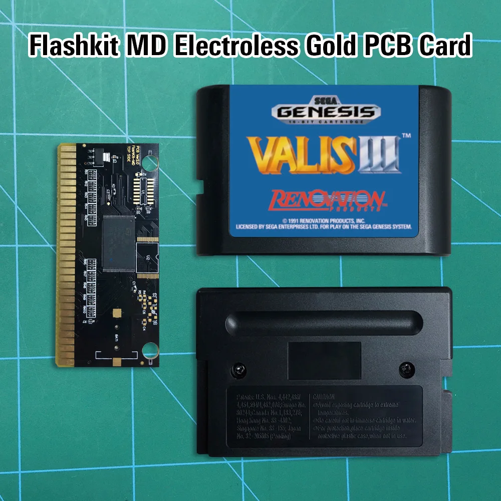 Валис III Flashkit MD никелевое золото схема на основе печатной платы 16 бит игры